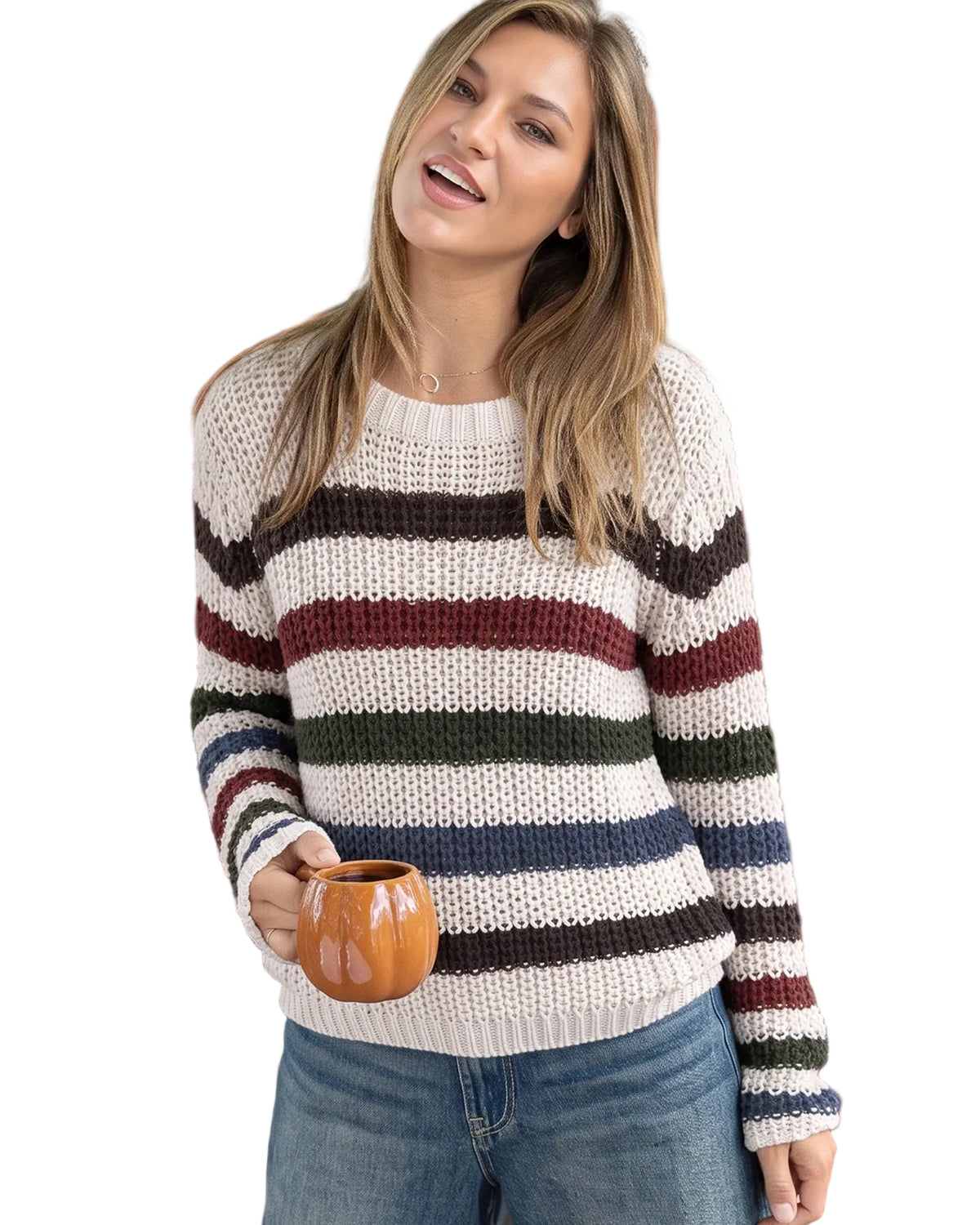 Ariel Striped Cropped Top Chunky Cotton - Almond Butter Stripe-Wooden Ships-Happy on Main