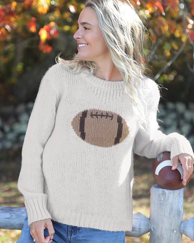 Football Crew Chunky - Almond Butter/Dark Cedar-Wooden Ships-Happy on Main