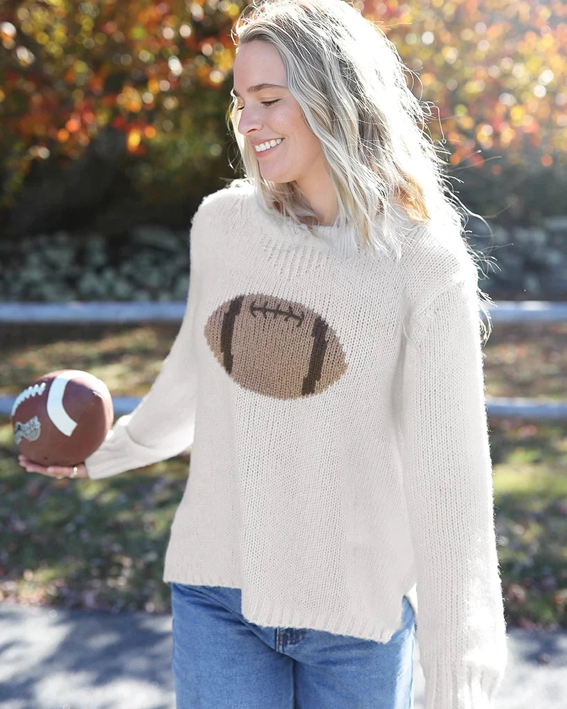 Football Crew Chunky - Almond Butter/Dark Cedar-Wooden Ships-Happy on Main