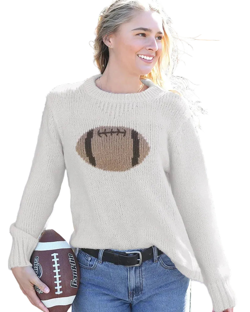 Football Crew Chunky - Almond Butter/Dark Cedar-Wooden Ships-Happy on Main