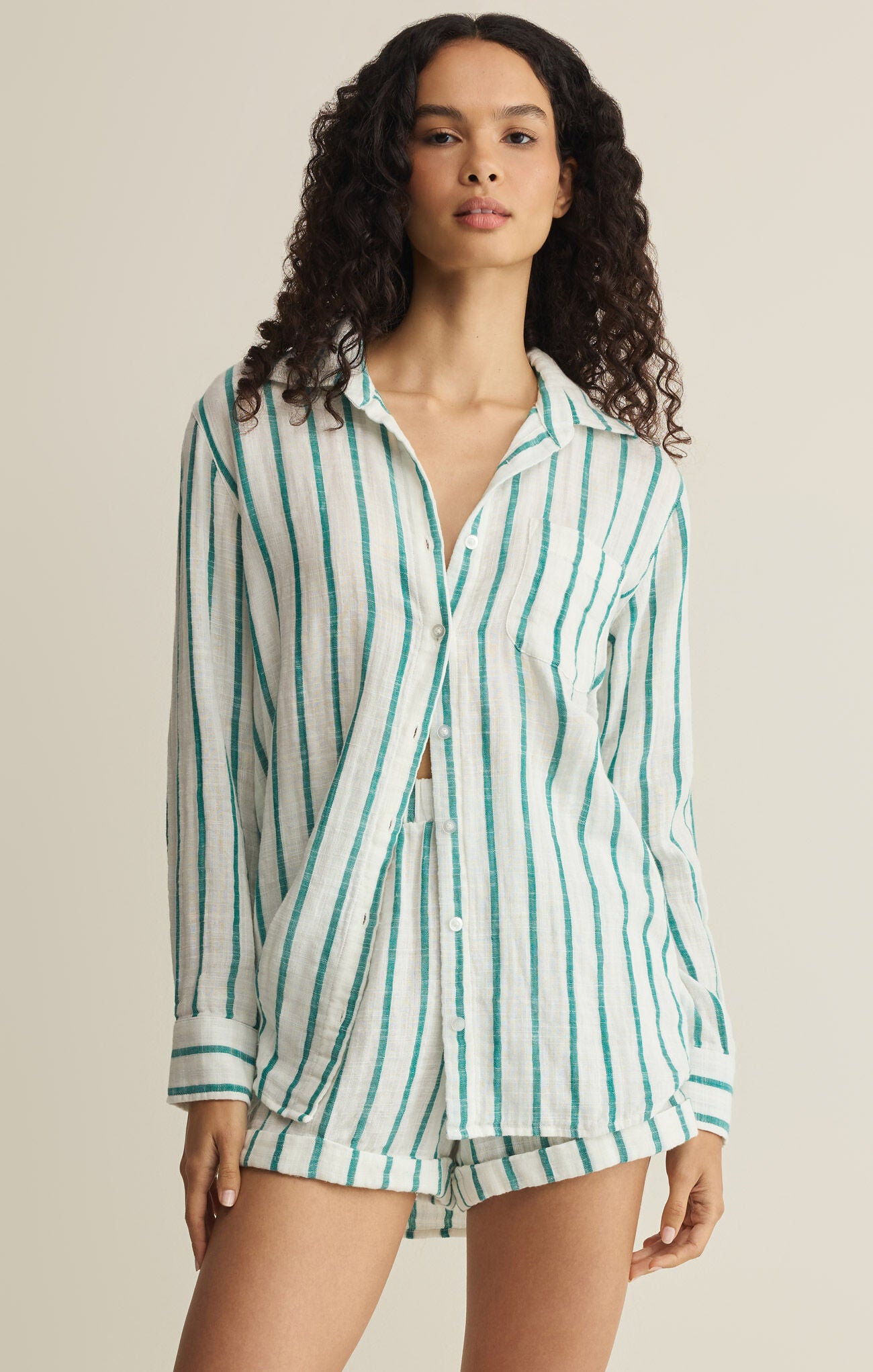 SATURDAYS STRIPE SHIRT - RAINFOREST-Z Supply-Happy on Main