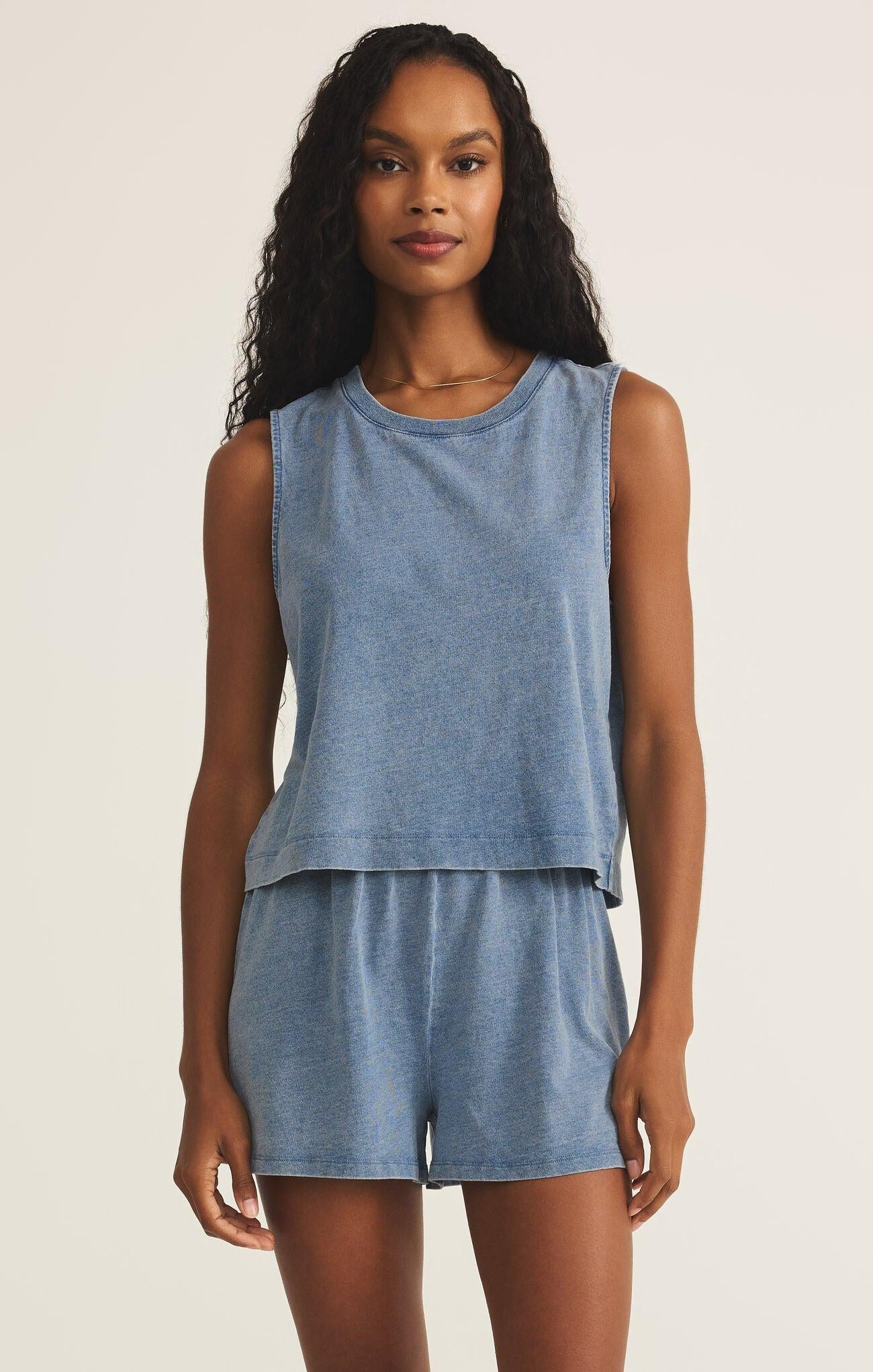 Sloane Jersey Denim Muscle-Basic Tanks + Tees-Happy on Main