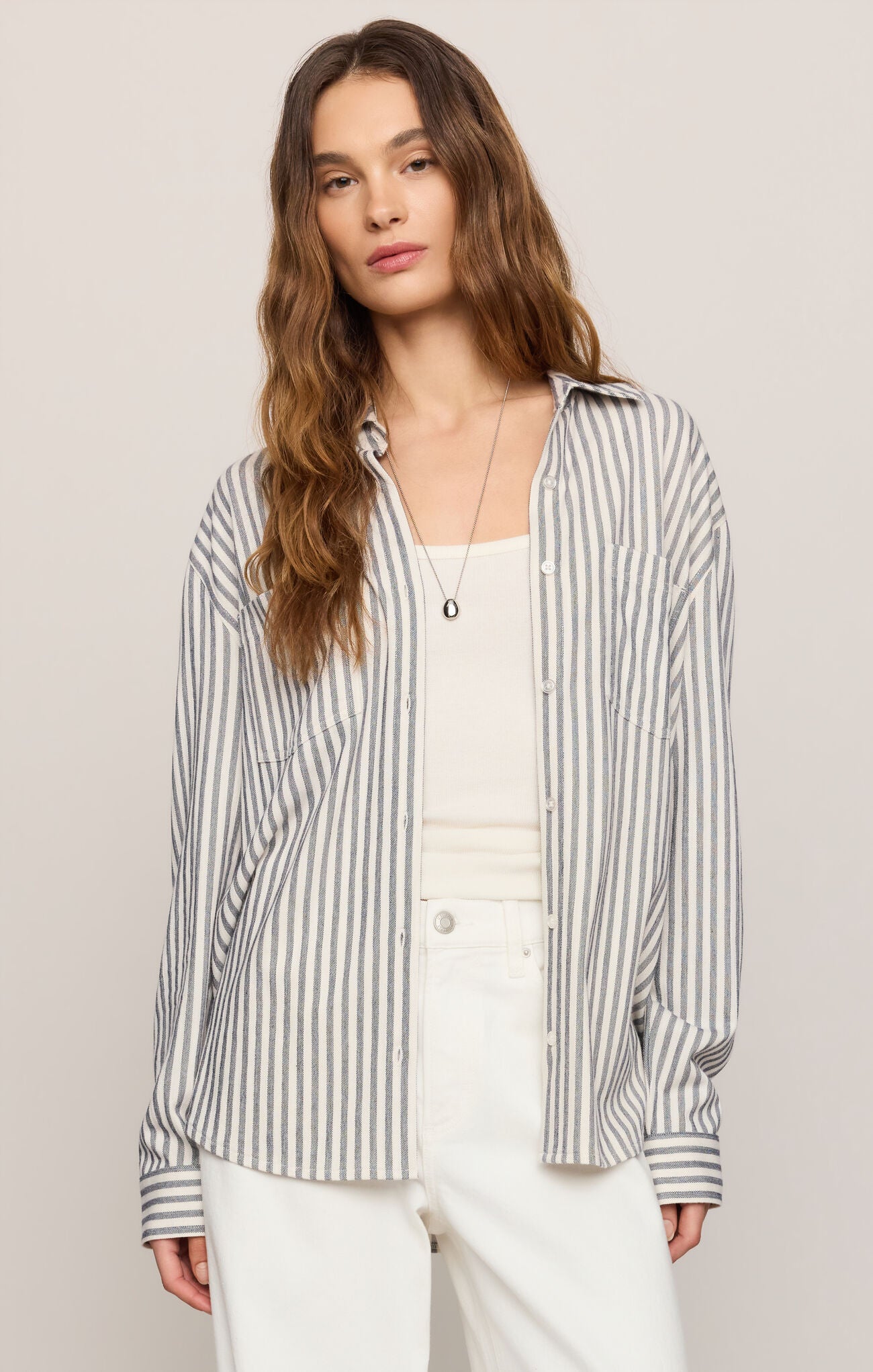 Reese Button Up Stripe Top - Eclipse-Z Supply-Happy on Main