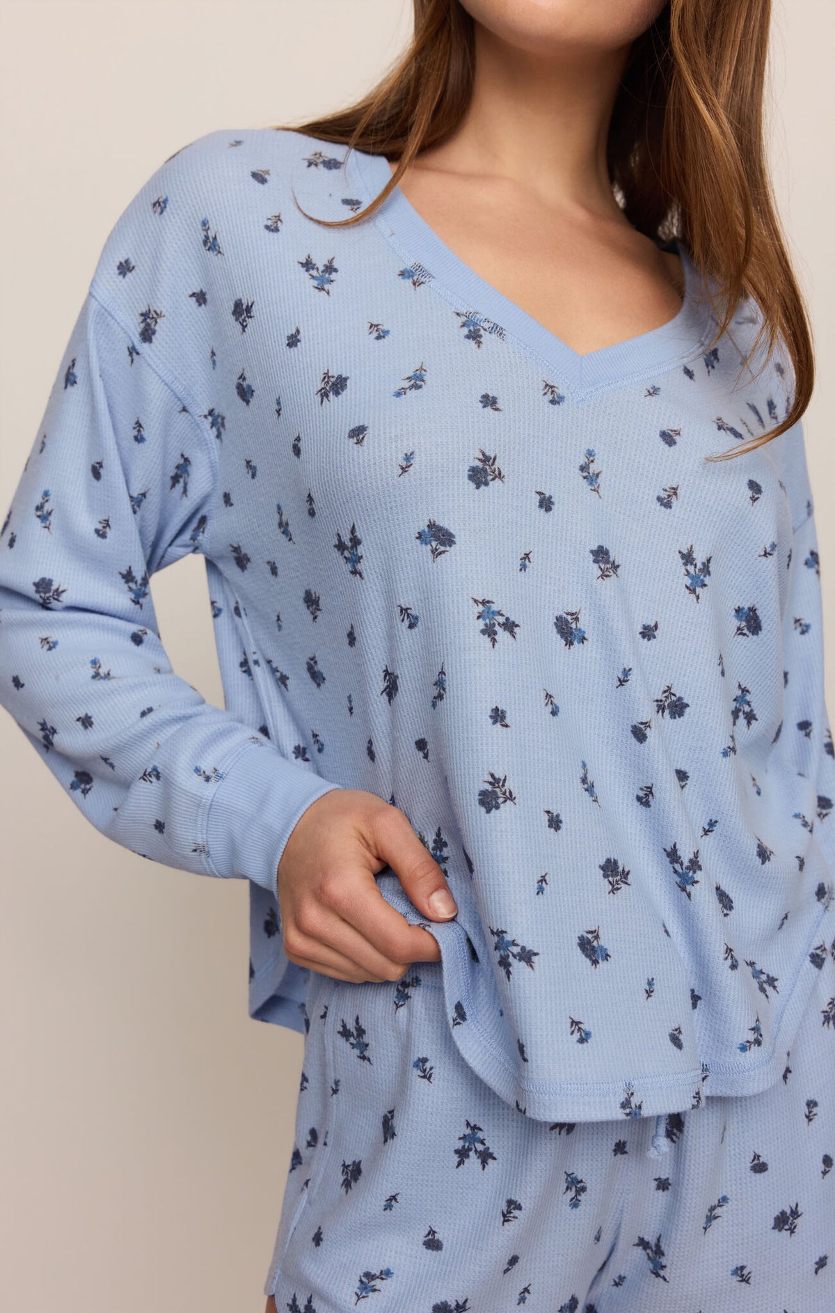 Ditsy LS Top - Crystal Blue-Z Supply-Happy on Main