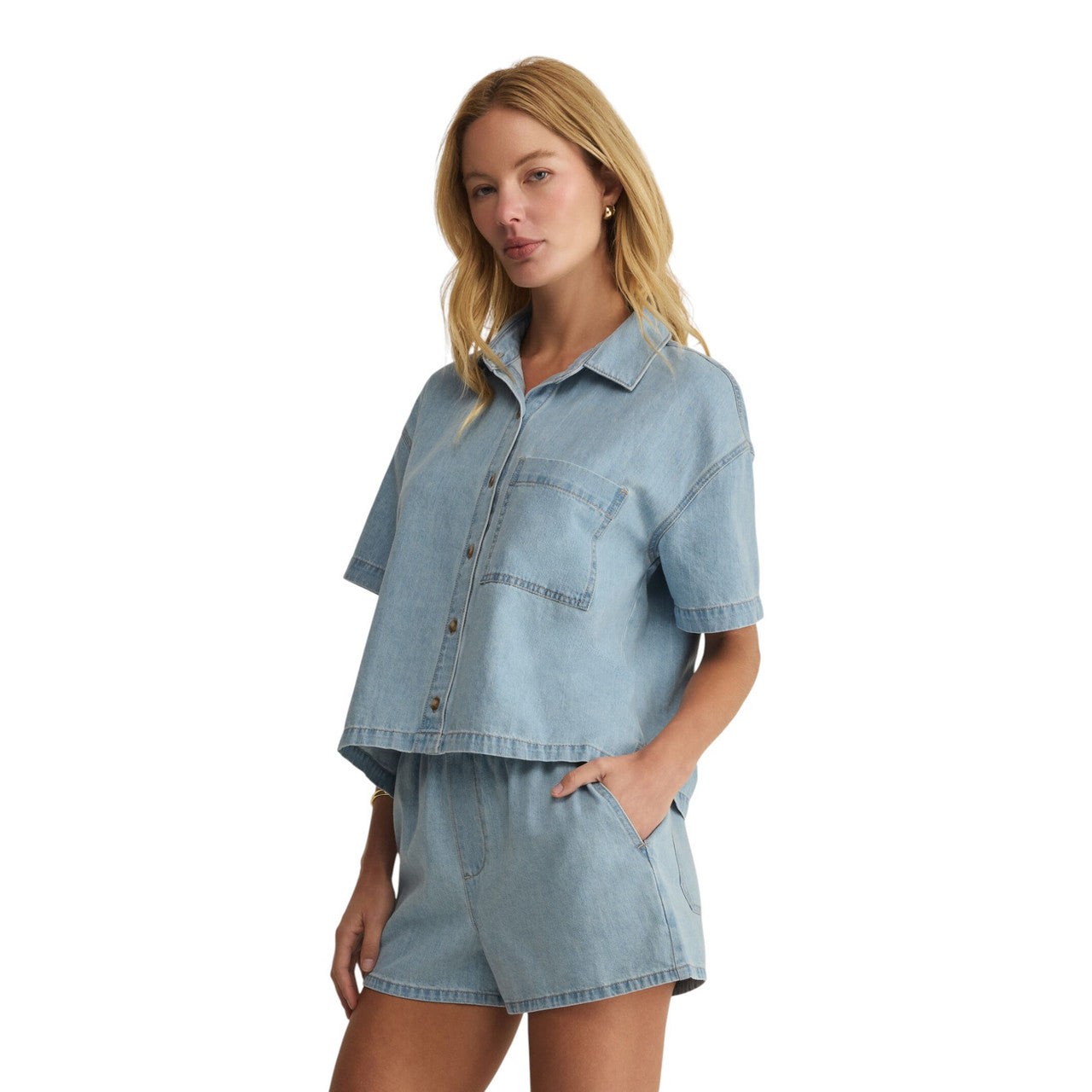 Everyday Denim Button Up - Coastal Water-Z Supply-Happy on Main