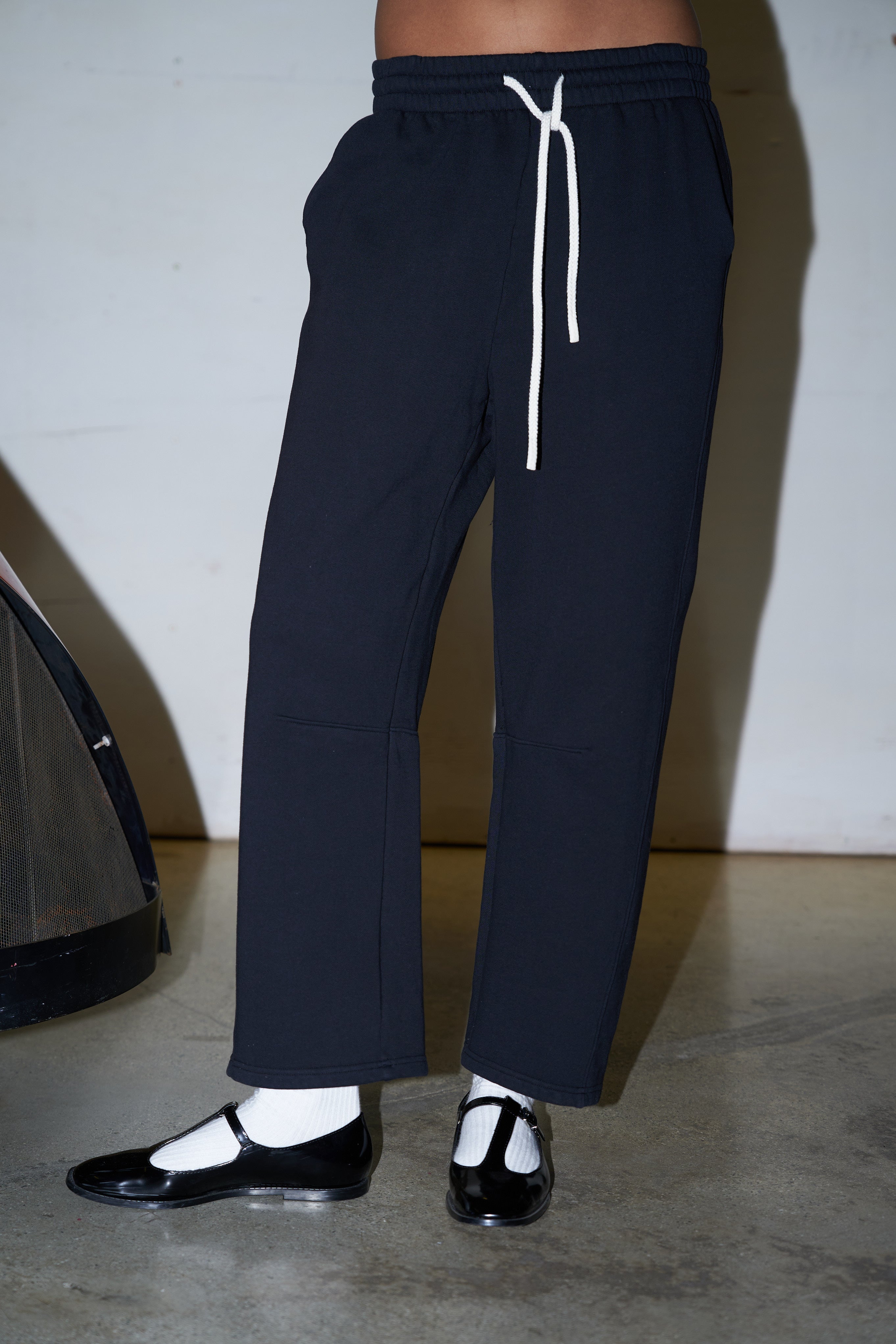 Fallon Structured Fleece Barrel Pants - True Black-perfectwhitetee-Happy on Main